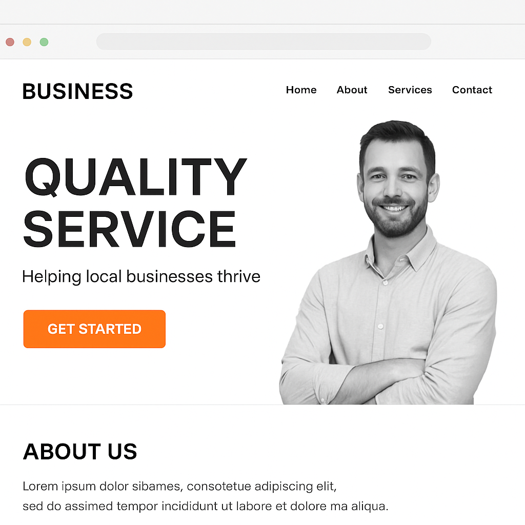 Example of a modern, premium small business website after a refresh